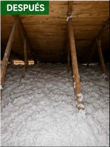 Attic framing after professional blown-in insulation installation